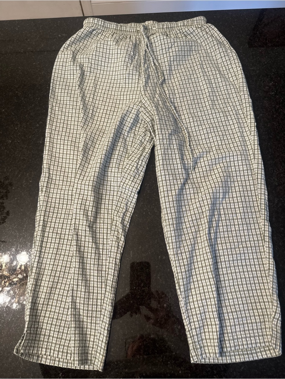 Womem Green Check Casual Drawstring Pants